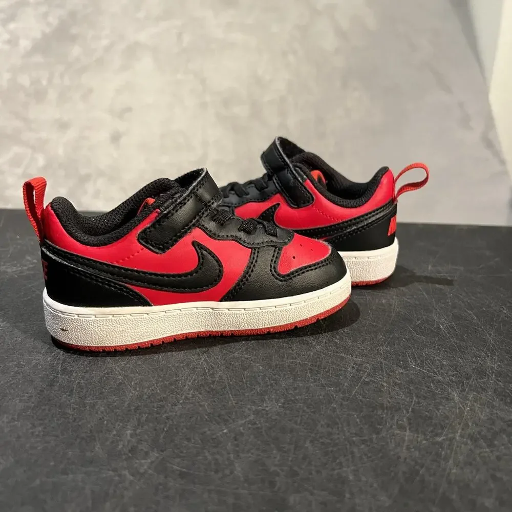 Nike Court Borough Low Shoes Toddler Size 7C Black Red Hook & Loop DV5458-600